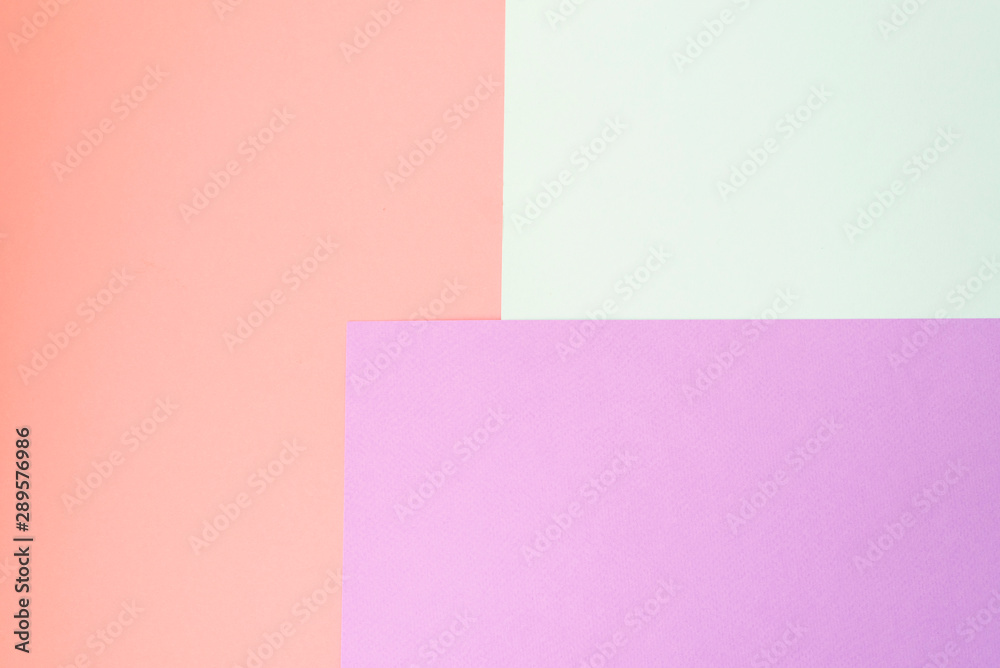 Trendy geometric abstract texture of pink, violet and blue papers. Design background concept