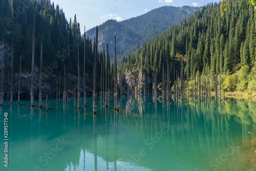 Kaindy lake - mountain lake in Kazakhstan