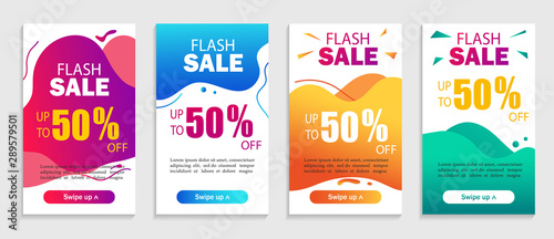 Abstract background with geometric liquid shapes. Flash sale banner with wavy shapes for social media, web, mobile apps. Set of special offer sale. Dynamic modern design fluid cover. vector epa10