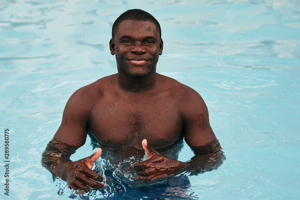 young man in swimming pool