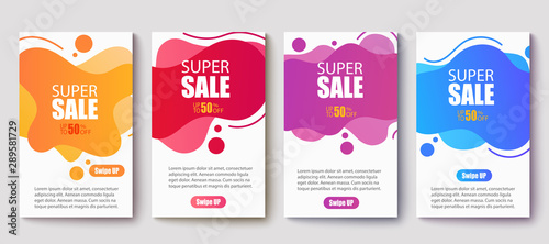 Dynamic modern fluid mobile for sale banners. Sale banner template design, Super Sale set.Vector illustration EPS 10