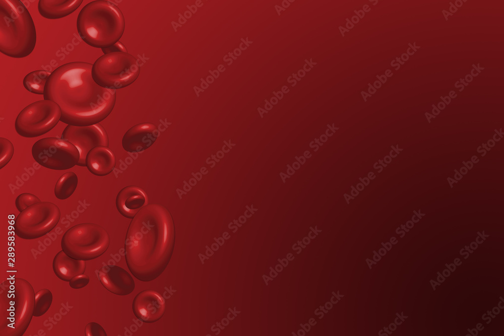 Red blood cells isolated on red background.