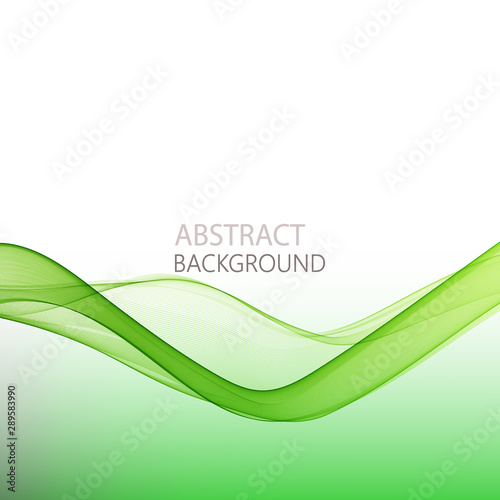  Green stylish wave on abstract background