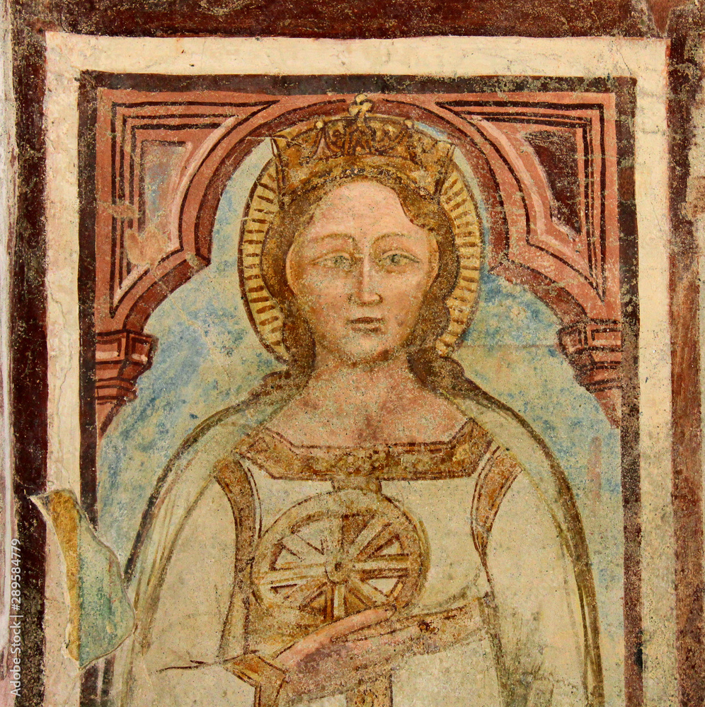 Santa Caterina d'Alessandria; affresco nella chiesa di San Tommaso a Cles, Trentino