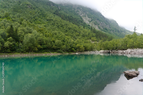 Baduk lakes in Karachay-Cherkessia. Russia. Dombay, raw original picture