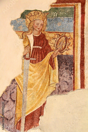 Santa Caterina d'Alessandria; affresco nella chiesa di San Tommaso a Cles, Trentino