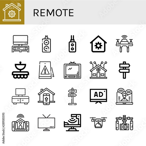 Set of remote icons such as Home automation, Tv, Remote, Remote control, House automation, Drone, Antenna, Signaling, Smart home, Online support, Infrared, Gimbal ,
