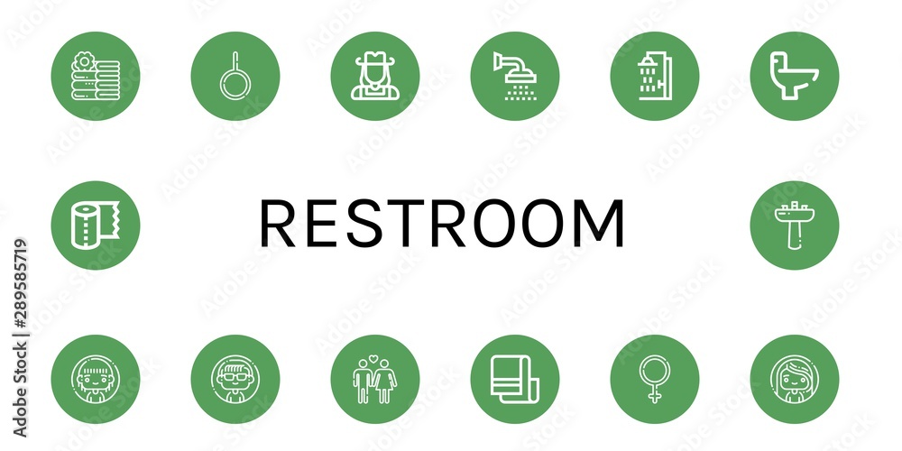 Set of restroom icons such as Towels, Neutral, Cowgirl, Shower, Wc, Woman, Heterosexual, Towel, Female, Paper towel, Washbasin , restroom Set of restroom icons such as Towels, Neutral, Cowgirl, Shower, Wc, Woman, Heterosexual, Towel, Female, Paper towel, Washbasin , restroom