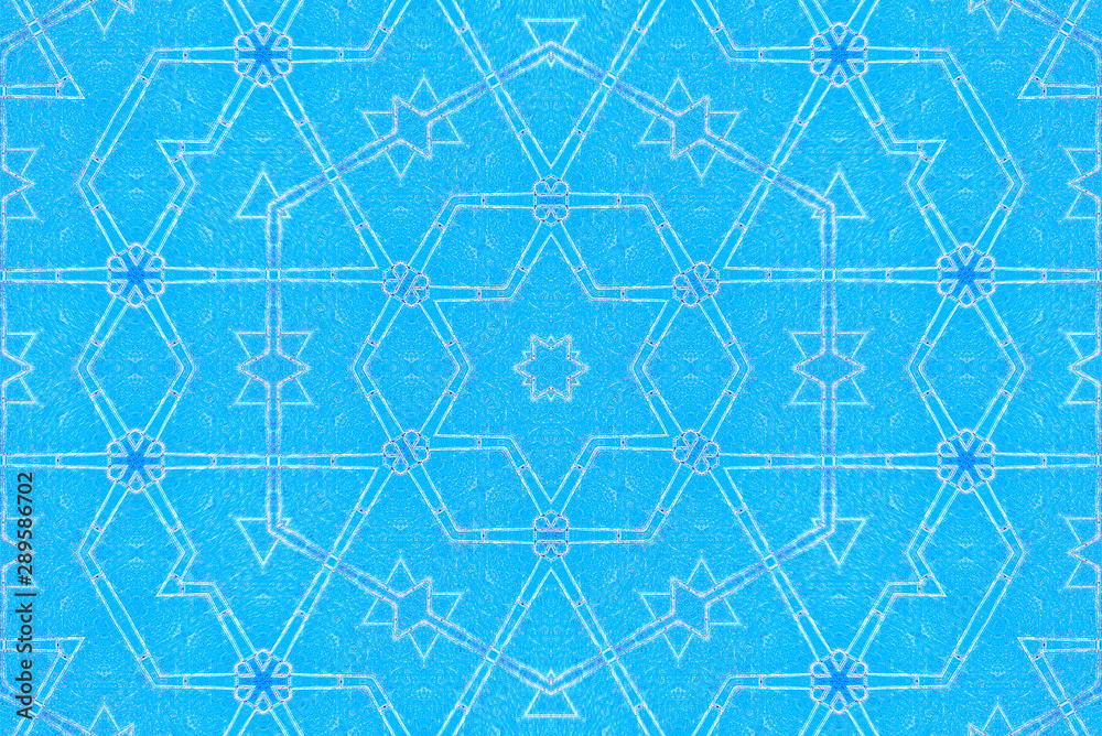 Symmetric geometric pattern in blue color. Symmetric geometric pattern in blue color.