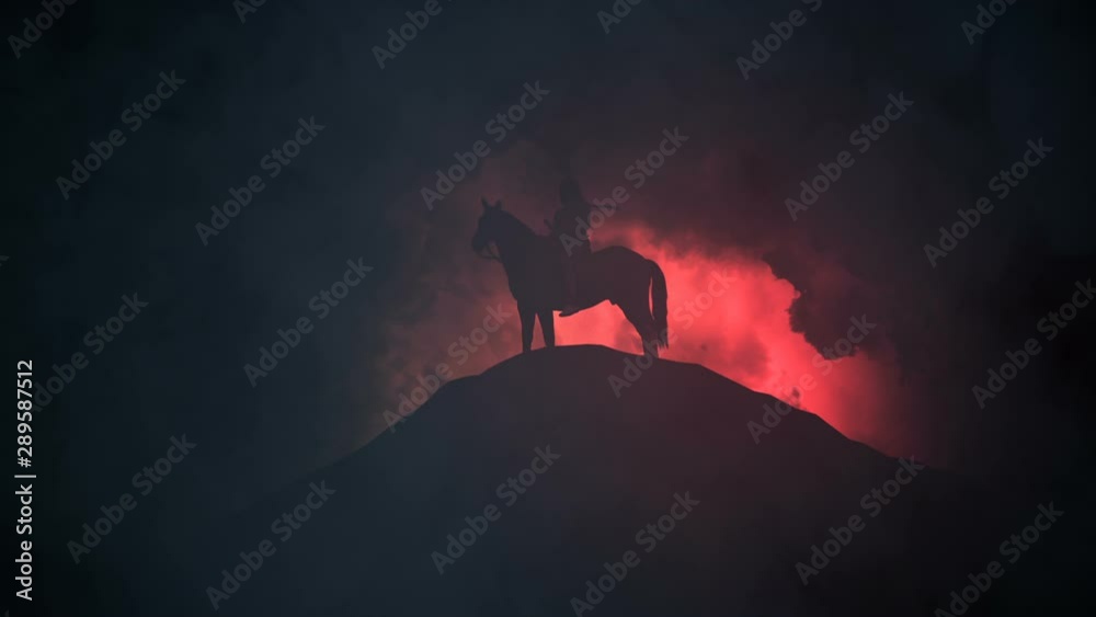 Native American Warrior Seating on a Horse Under a Storm