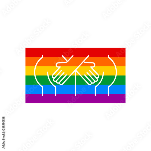 Gay flag Hands hug ass. LGBT Rainbow. hold each other's ass