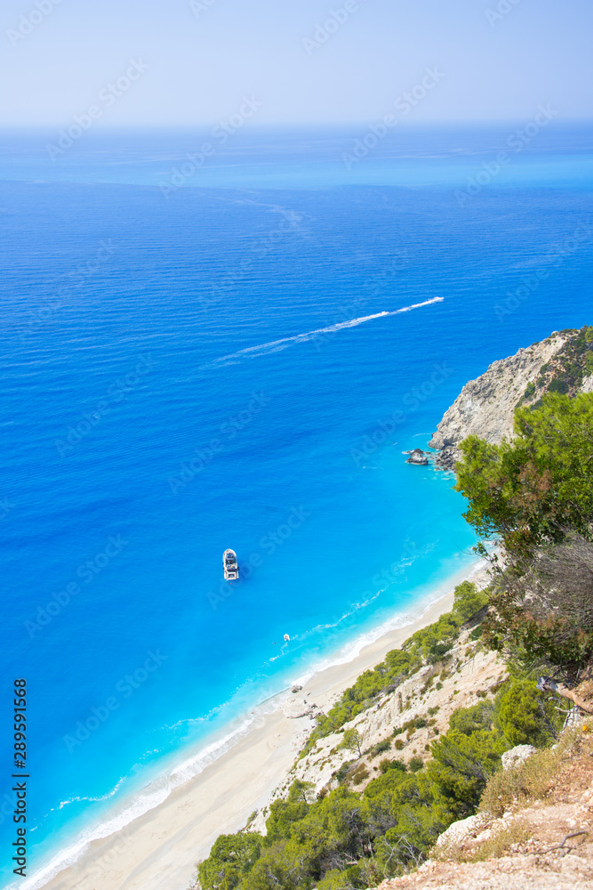 Famous Egremnoi beach in Lefkada island, Greece.
