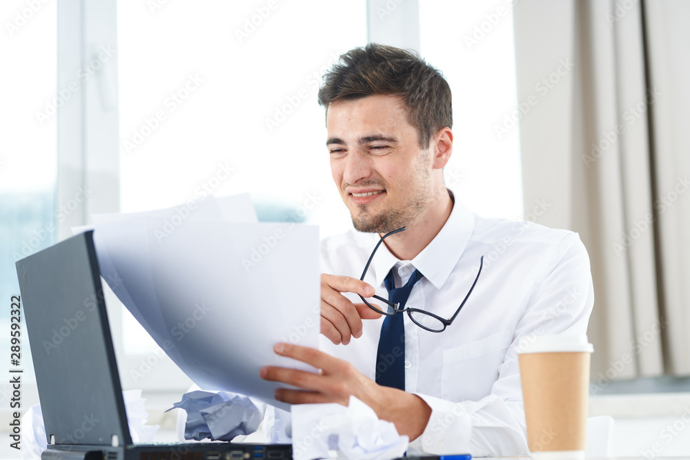 businessman working on laptop in office