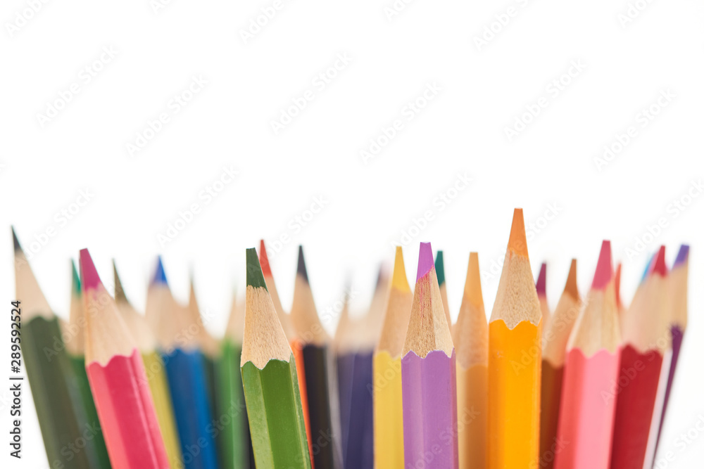Sharpened and bright color pencils isolated on white Sharpened and bright color pencils isolated on white