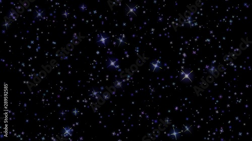 flashing stars, starry sky, appear and disappear on a black background