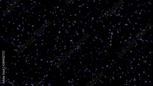 flashing stars, starry sky, appear and disappear on a black background