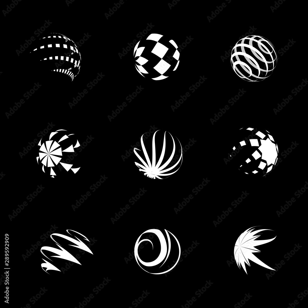 Globe Logo Set - Isolated On Black Background - Vector Illustration