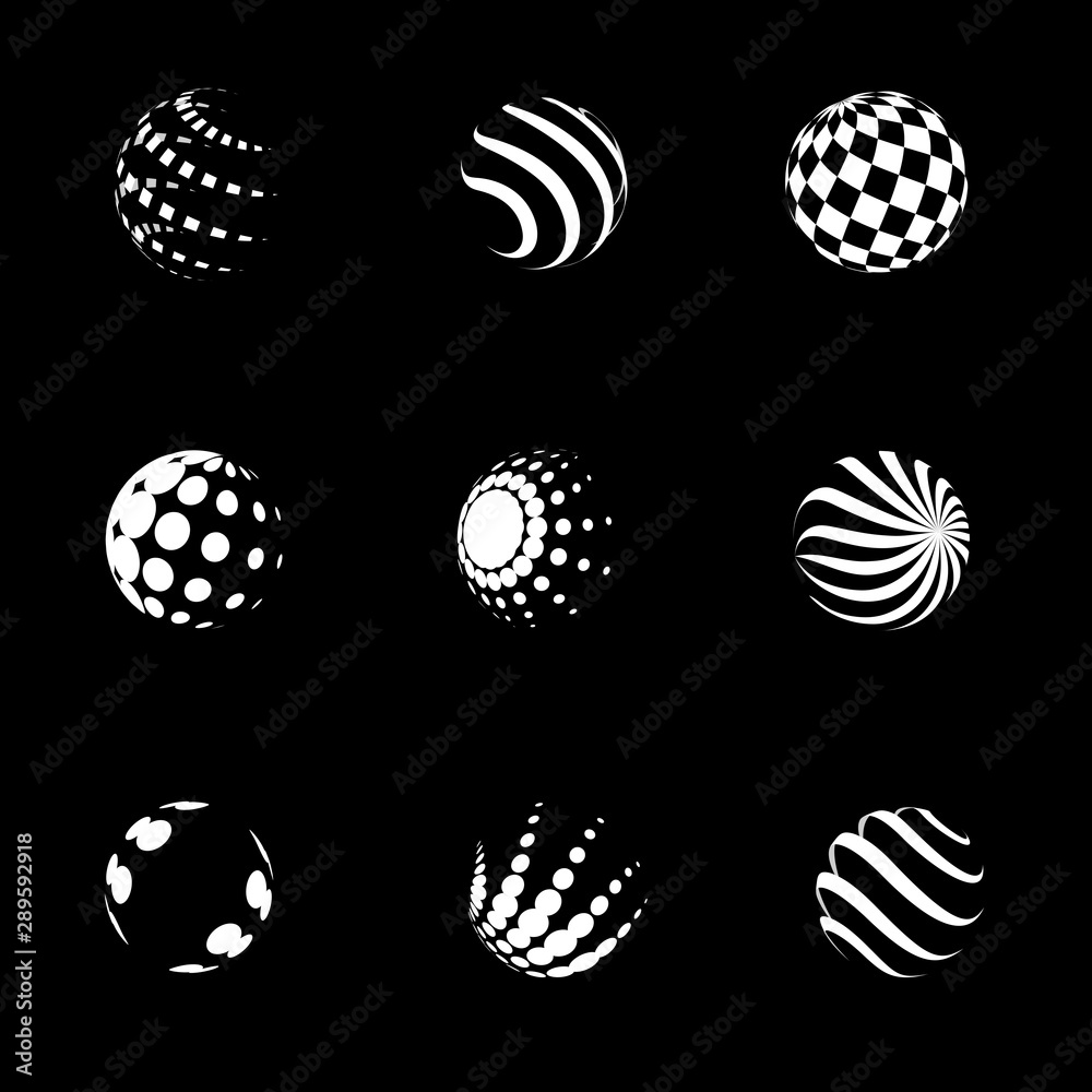 Globe Logo Set - Isolated On Black Background - Vector Illustration