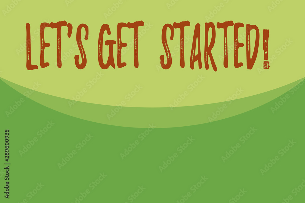 Writing note showing Let S Get Started. Business concept for encouraging someone to begin doing something Abstract waving background semicircle pattern design. Simple Wallpaper