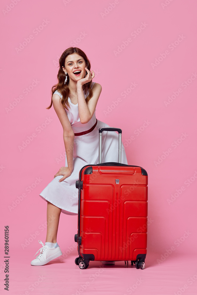 young girl with a suitcase young girl with a suitcase