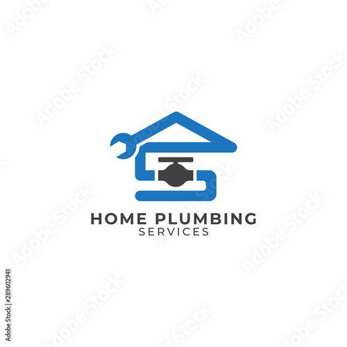 home plumbing services logo vector icon ilustration 