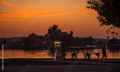 A beautiful sunset at a Rv park in Rio Vista Ca. off the shore of the delta