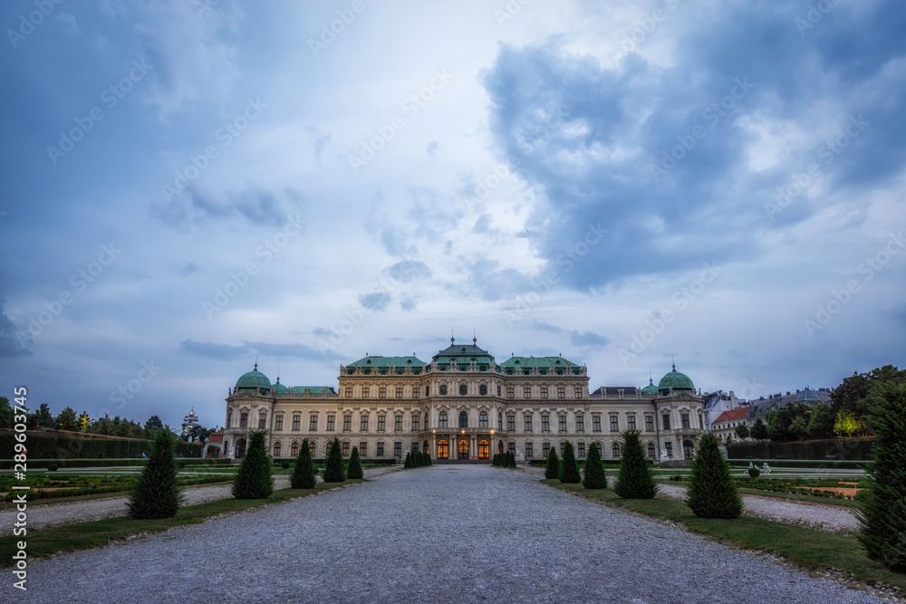 upper belvedere palace at night