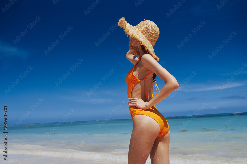 young woman in bikini on the beach