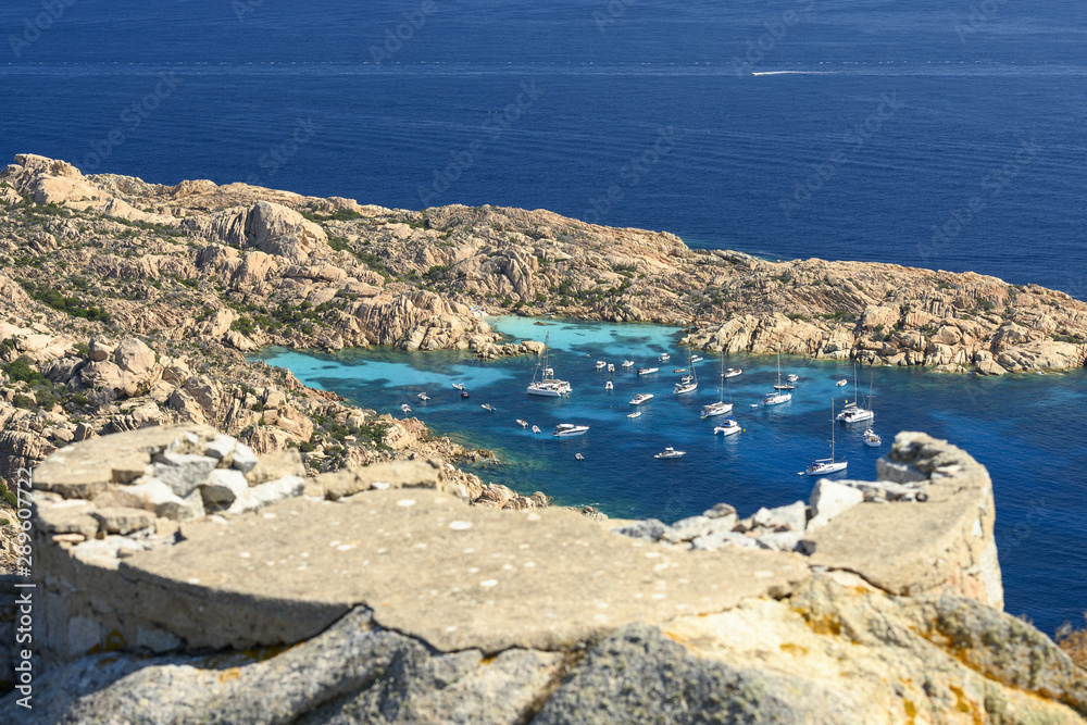 (Selective focus) Stunning aerial view of Cala Coticcio also known as ...