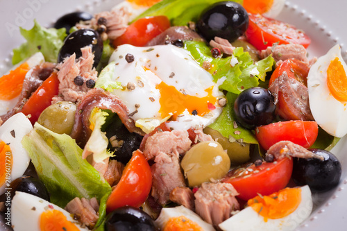 Nicoise salad with eggs and tuna