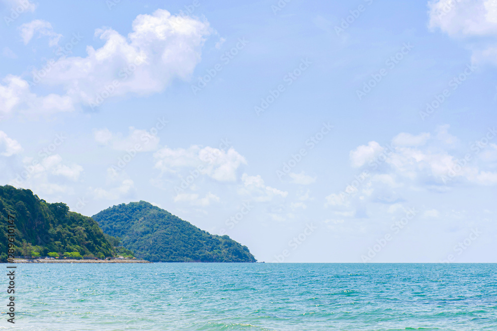 The sea and mountain with blue sky and cloud. tranquility and fresh air for relaxing time. The sea and mountain with blue sky and cloud. tranquility and fresh air for relaxing time.