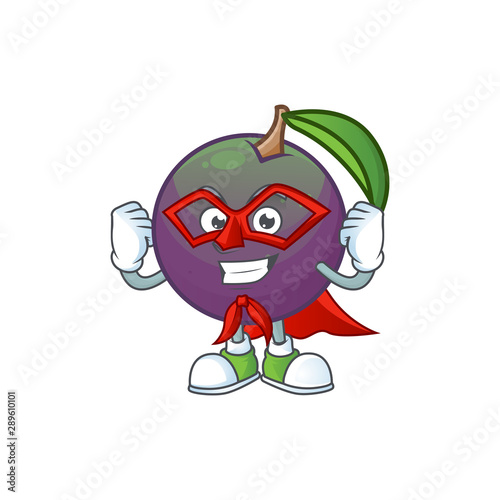 Super hero ripe star apple character on white background