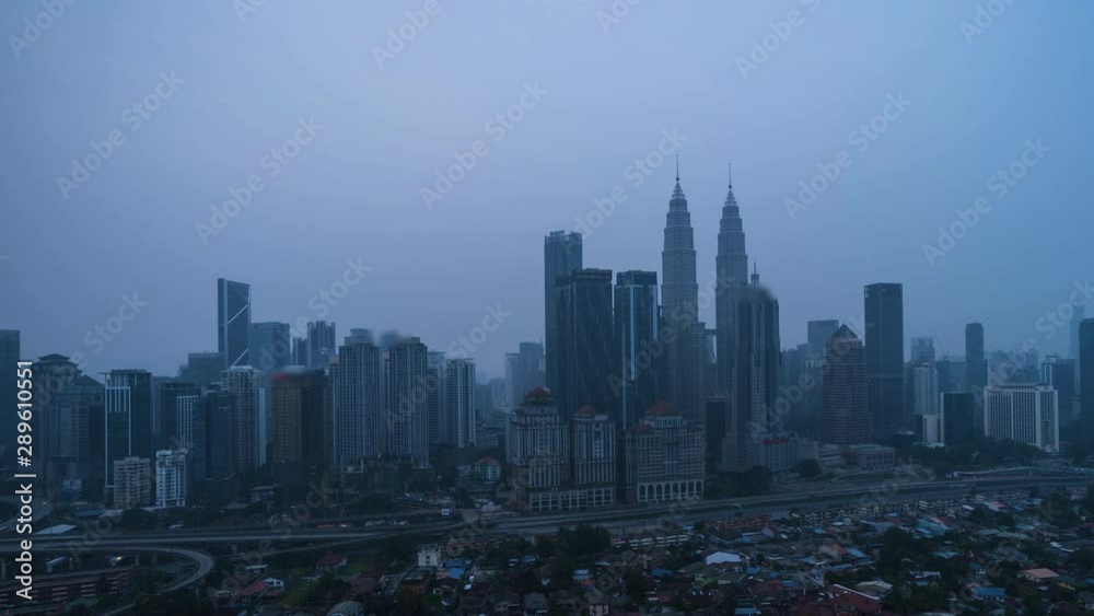 Time Lapse Of Kuala Lumpur Skyline Overlooking Cityscape.4K. Time Lapse Of Kuala Lumpur Skyline Overlooking Cityscape.4K.