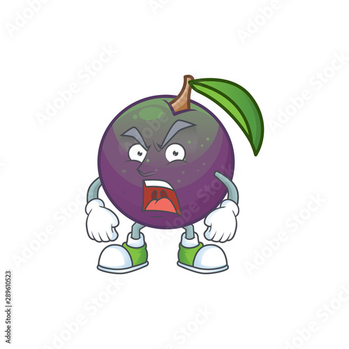 Angry star apple fruit shape character mascot.