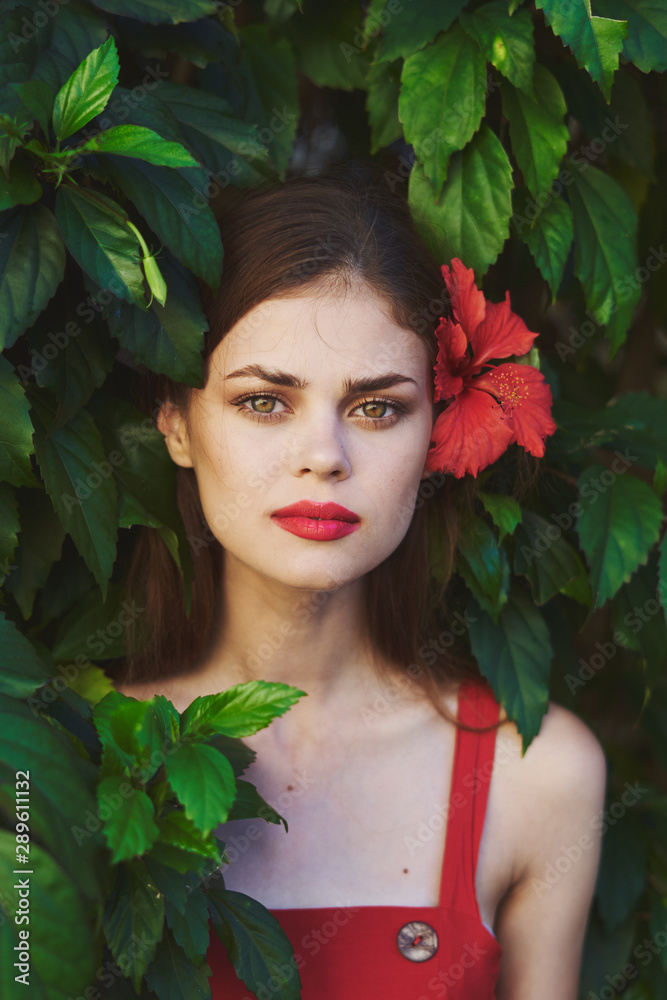 portrait of woman in dress with clear skin portrait of woman in dress with clear skin