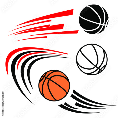 Basketball ball shooting with motion line , Basketball graphic vector.