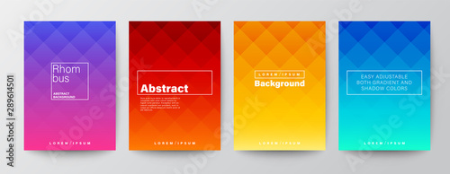 Set of rhombus pattern on colorful gradient background. Abstract design template for Brochure, Flyer, Poster, leaflet, Annual report, Book cover, A4 size