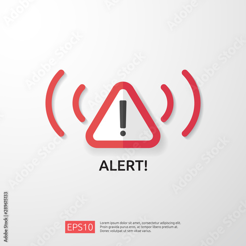 attention warning attacker alert sign with exclamation mark. beware alertness of internet danger symbol. shield line icon for VPN. Technology cyber security protection concept. vector illustration.