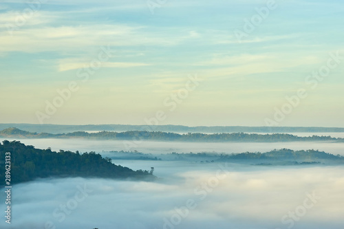 Beautiful landscape fog over the mountain in the morning Khao Kho Phetchabun Thailand