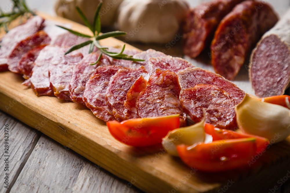 Cured pork and beef sausages Cured pork and beef sausages