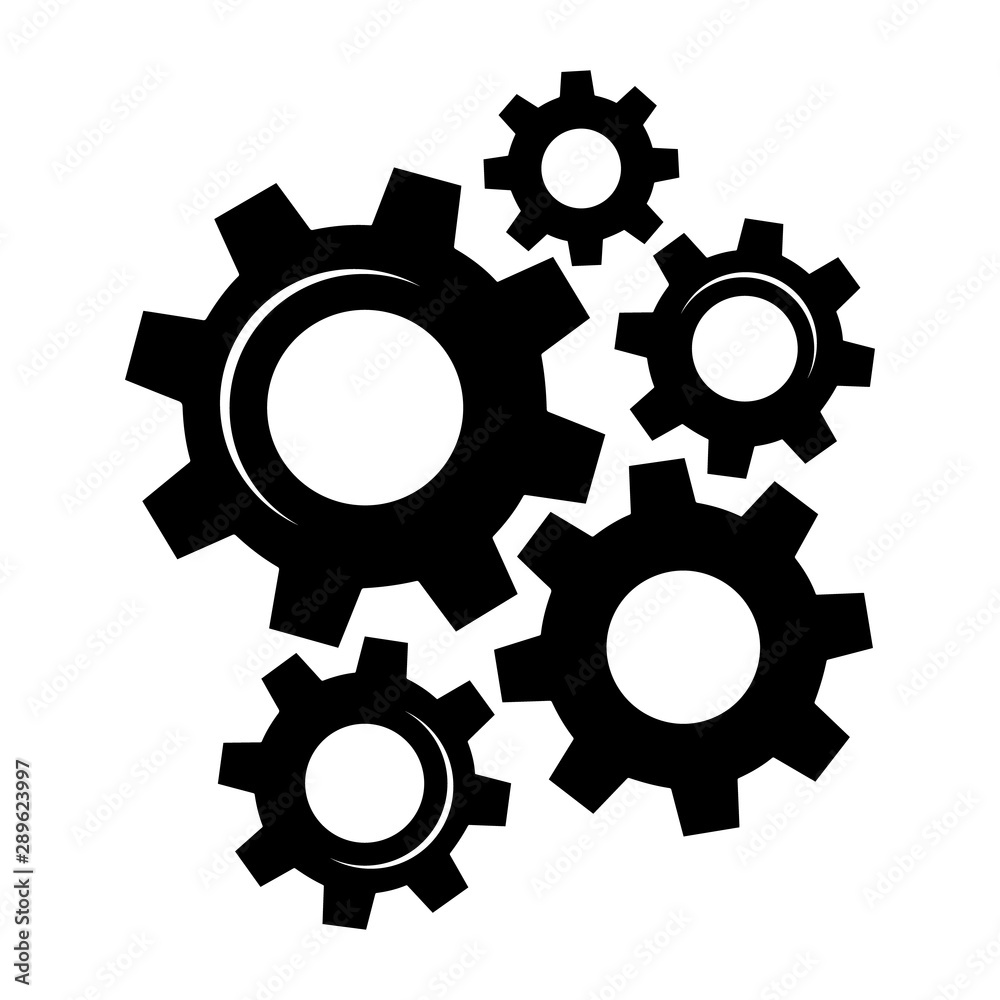 Gears and cogs vector illustration in black and white styles