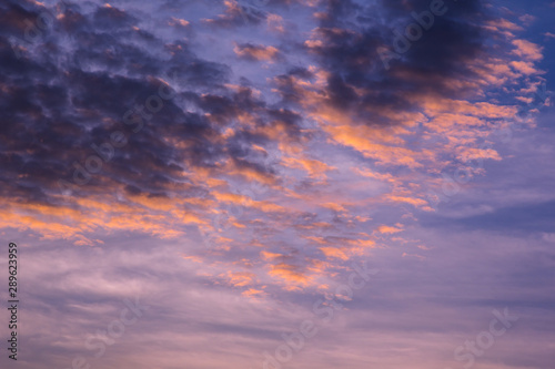 climate sunset sky with fluffy clouds and beautiful heavy weather landscape for use as background images