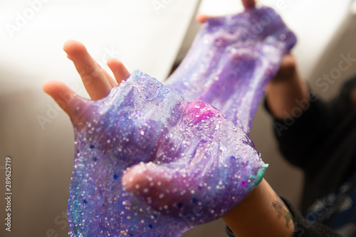 Photography Slime The child plays with the slime