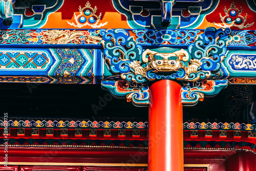 Dragon Head Pillar Carving  of Shenyang Imperial Palace in CHINA photo