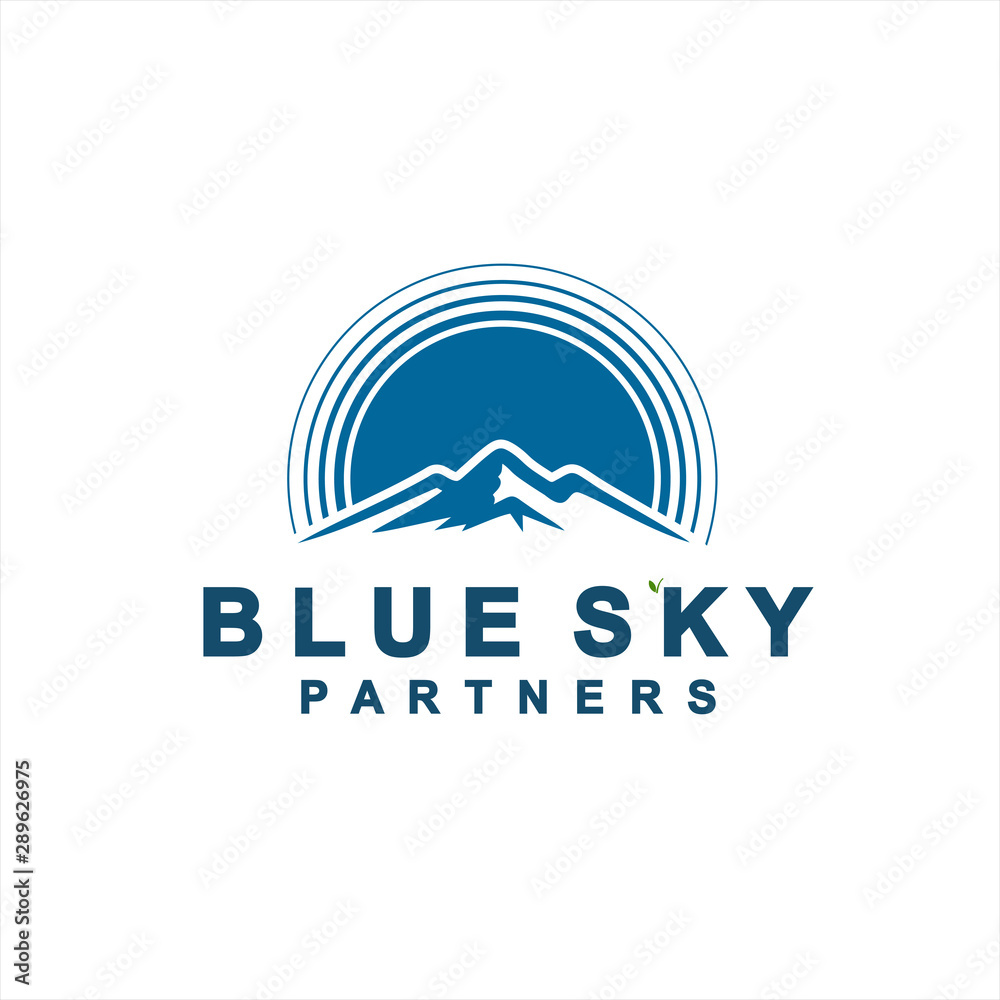Blue Sky Mountain Logo Design Vector Illustration Template Idea