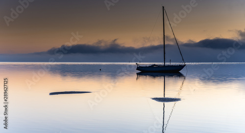 Misty Morning on the Bay with Boats