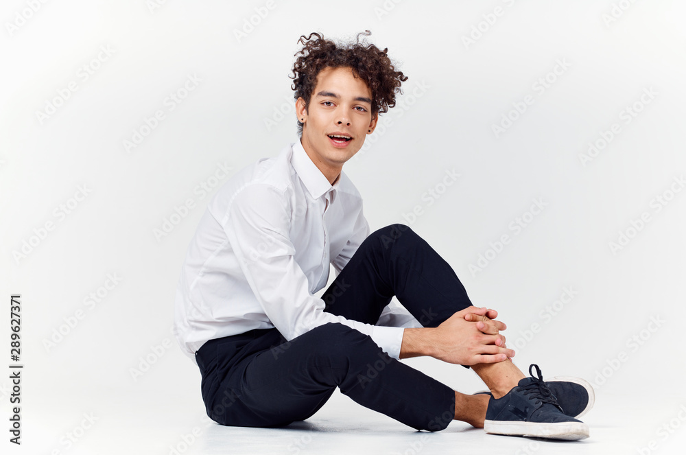 young business woman sitting on the floor young business woman sitting on the floor