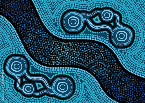 Illustration based on aboriginal style of dot background.
