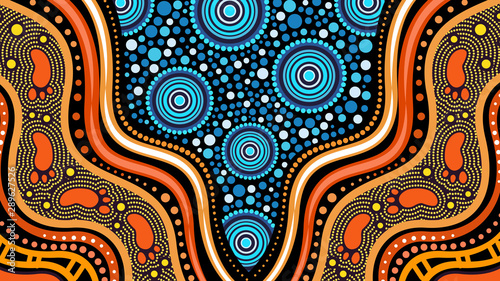 Illustration based on aboriginal style of background.