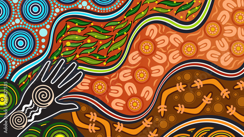 Illustration based on aboriginal style of background.